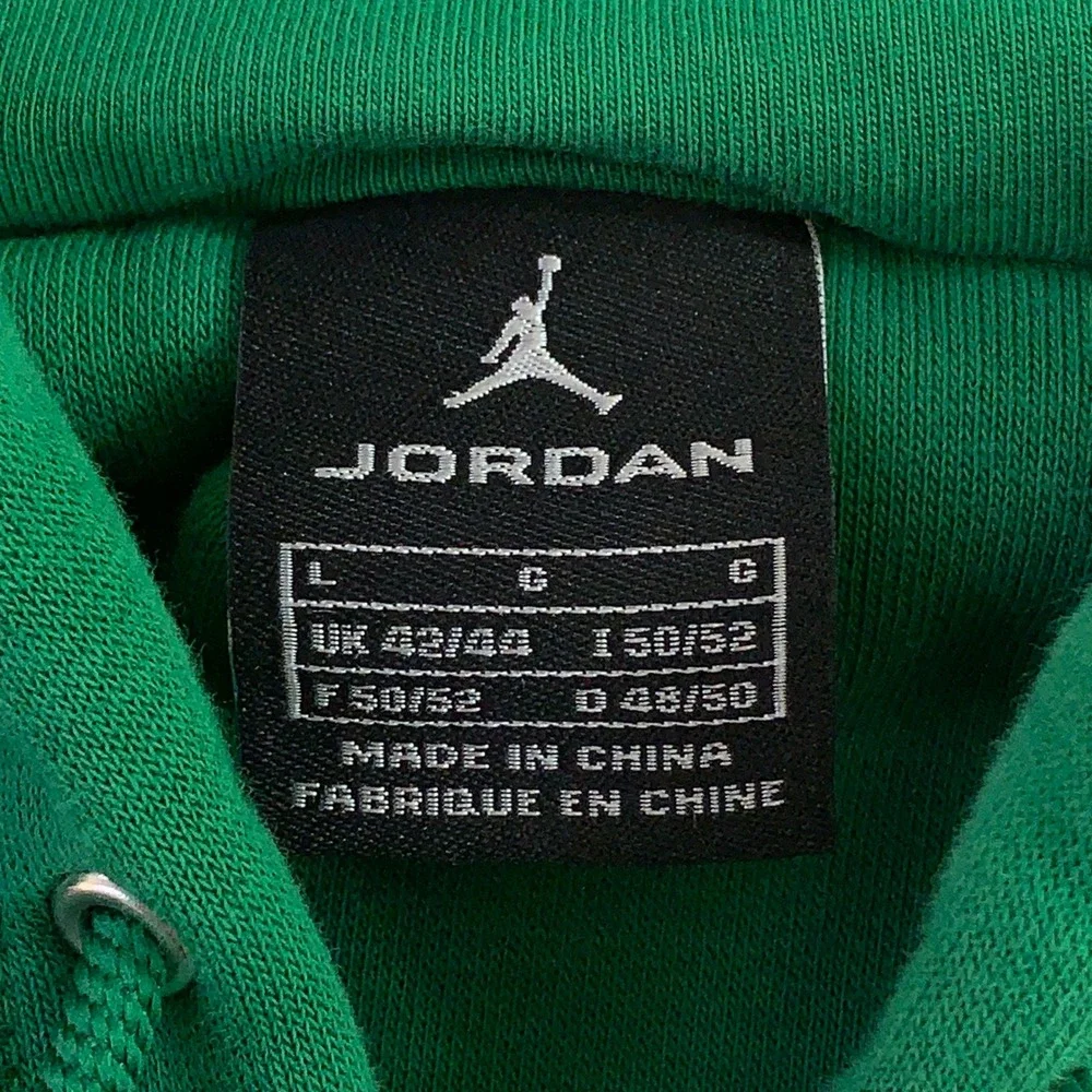 Jordan Mens Large Green Jumpman Full Zip Fleece Hoodie